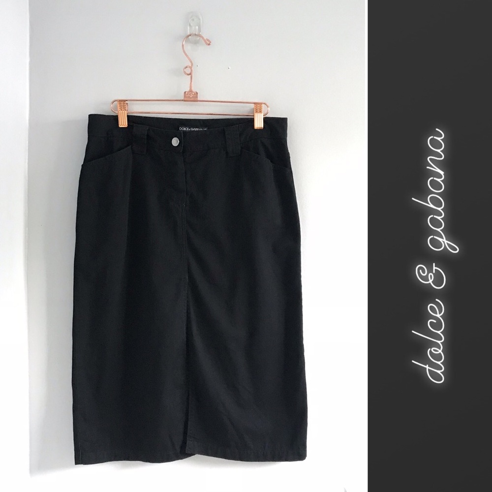 Dolce & Gabanna Black Front Slit Pencil Skirt